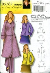 5262 Butterick Crawford RAGLAN COAT, JACKET,  COLLAR OR NOT PATTERN  3-16, 18W-44W uncut